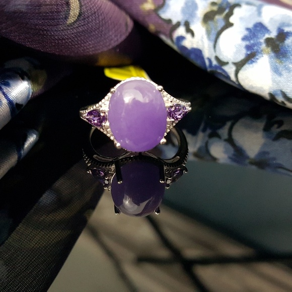 Burmese Purple Jade n Purple CZ - Picture 5 of 8